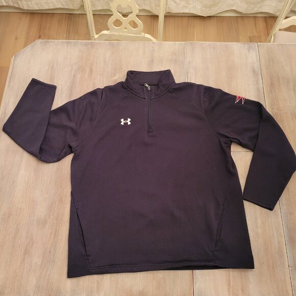 Under Armour Mens Cold Gear 1/4 Zip Pullover Shirt Gray WAVE 16 Size M - Picture 1 of 10
